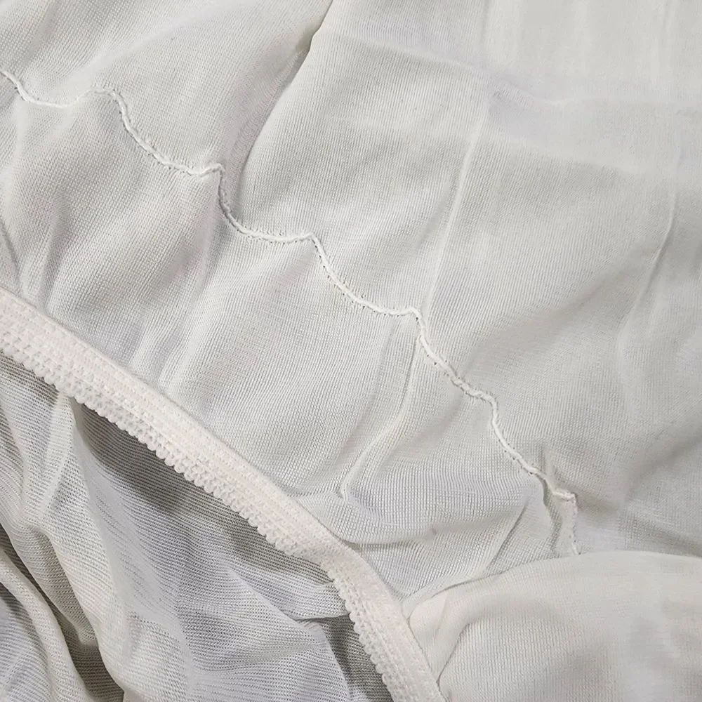 2X-Vtg USA DIXIE BELLE Cream Nylon Scallop Trim Gusset Panties‎ USA Made Size 14